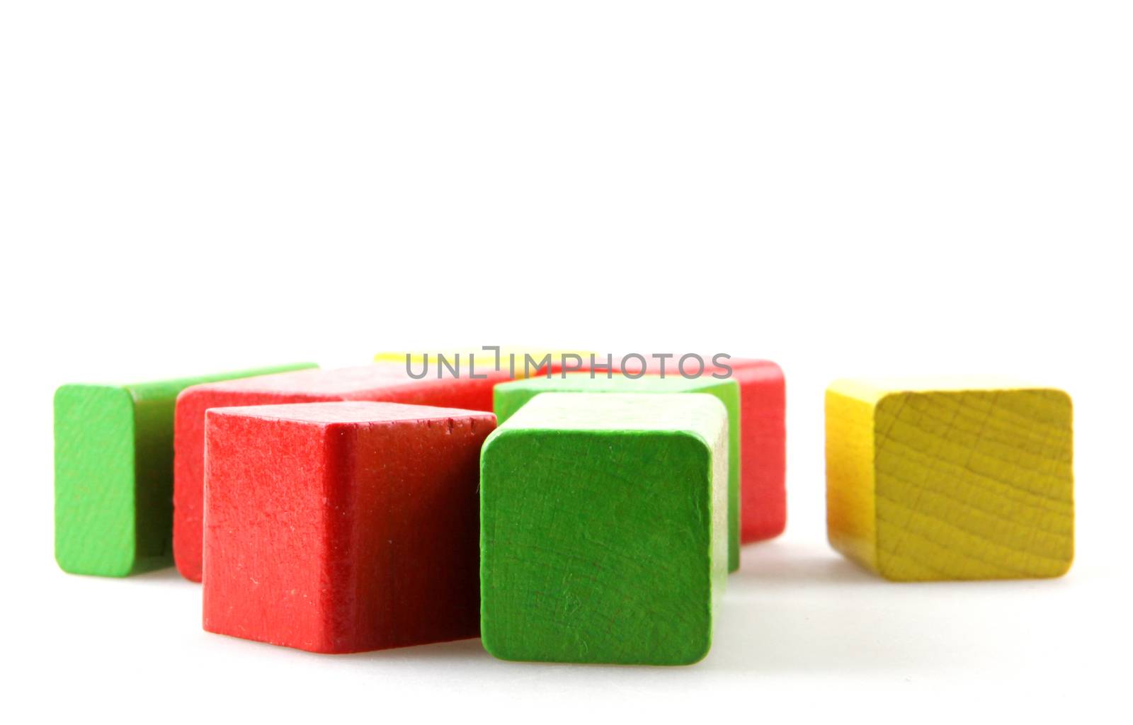 Colorful Wooden Blocks Isolated On White Background