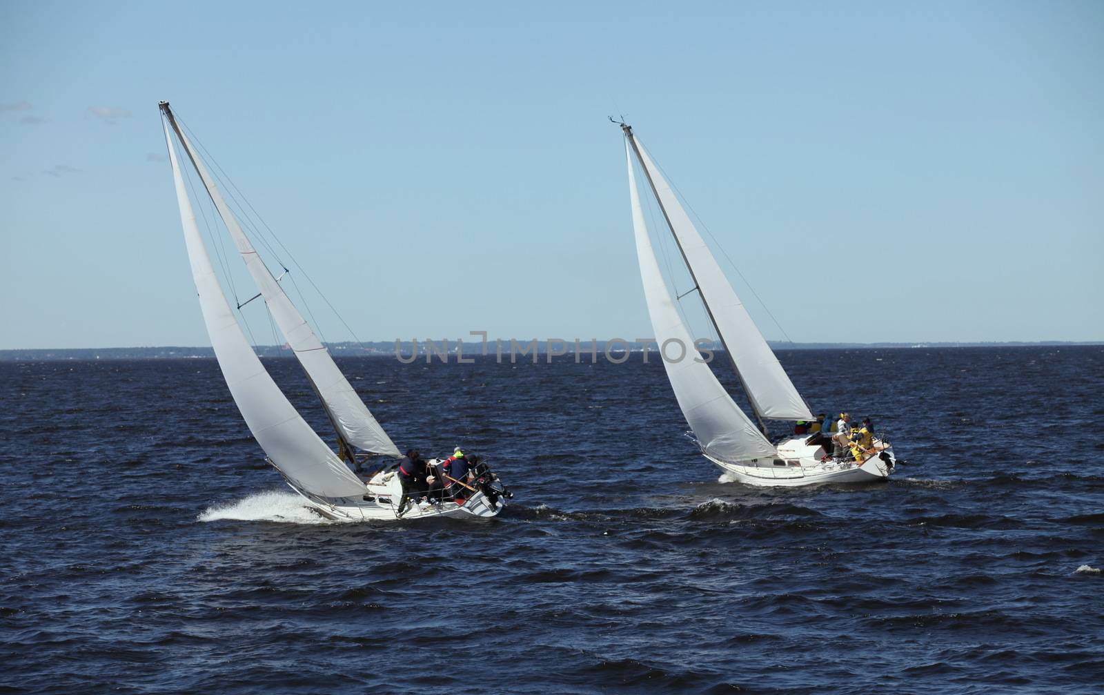 regatta racing sailing yachts in the sea