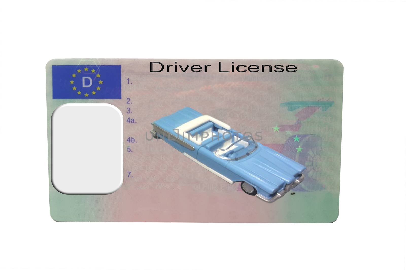 Driving license identity card isolated. Plastic ticket of flat driver license in Germany