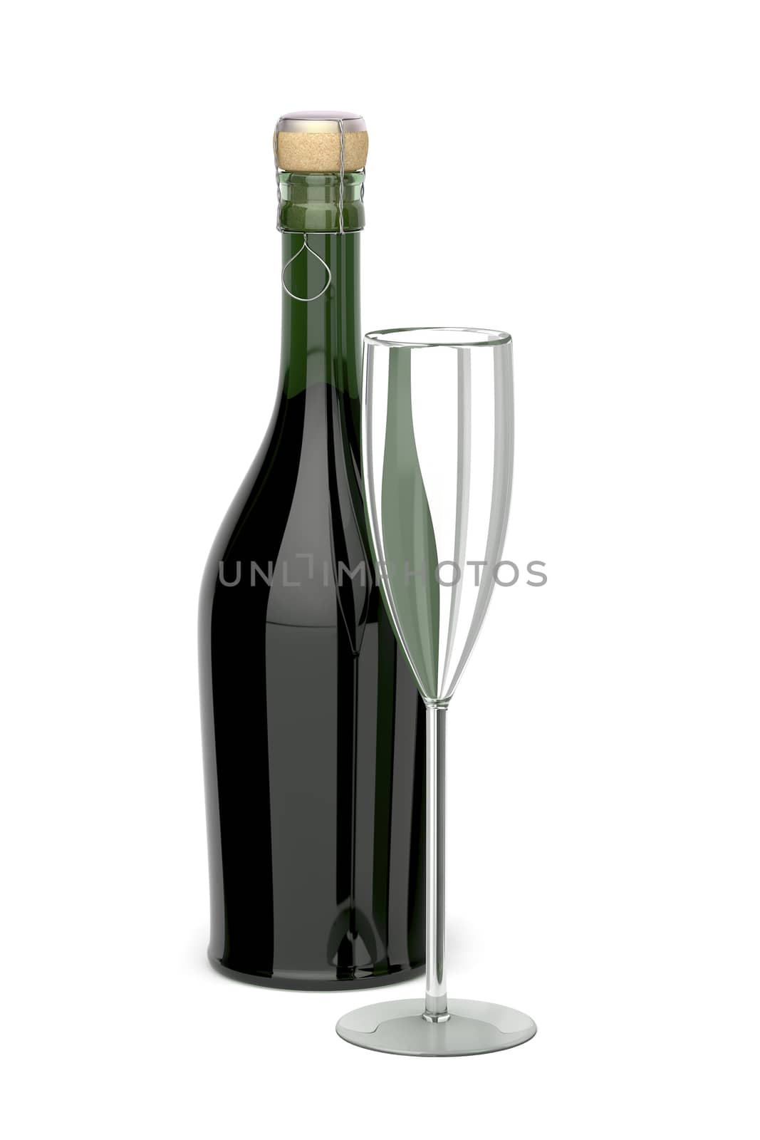 Champagne flute and bottle by magraphics