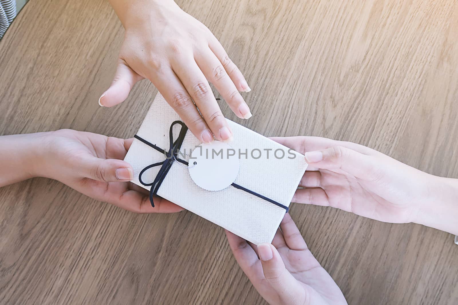 Valentine present. Gift box and red ribbon for romantic couple. by peandben