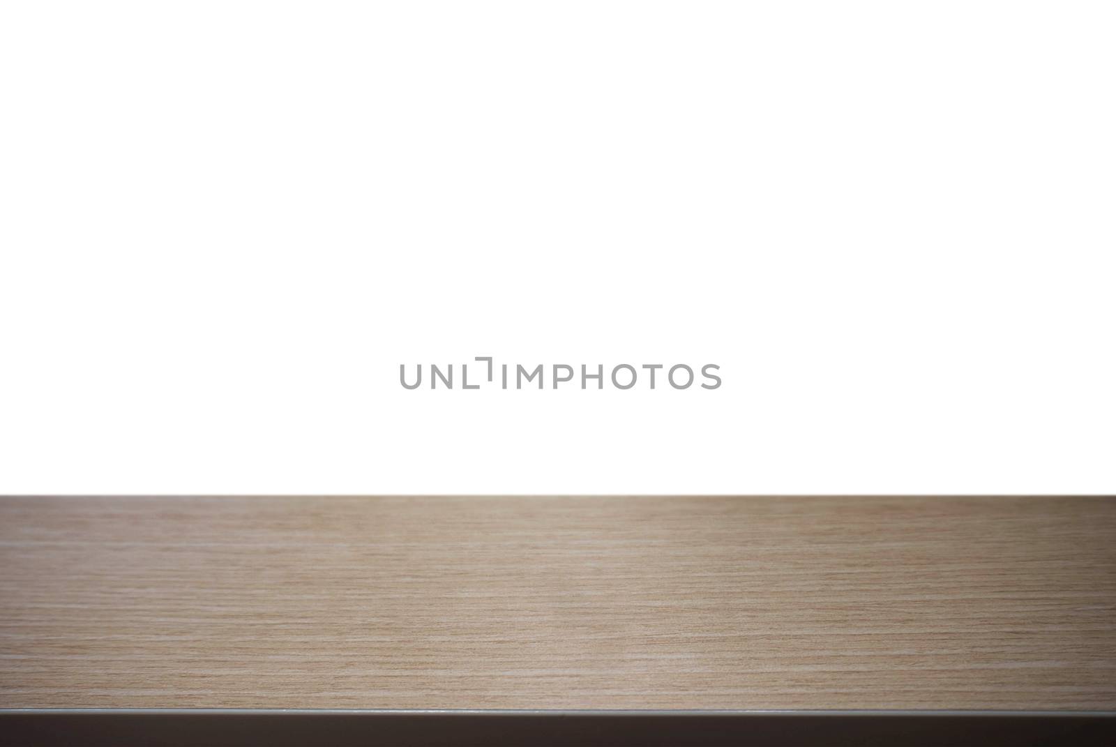 Empty wooden table in front of abstract blurred background of co by peandben