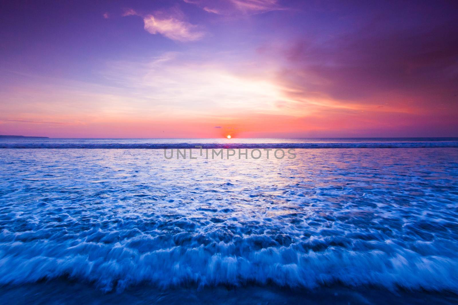 Amazing colorful sunset over sea form thailand beach