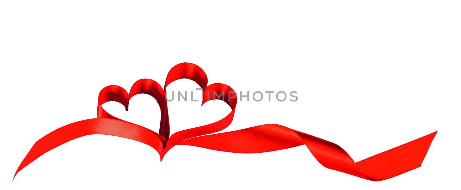 Red ribbons in shape of two hearts by Yellowj