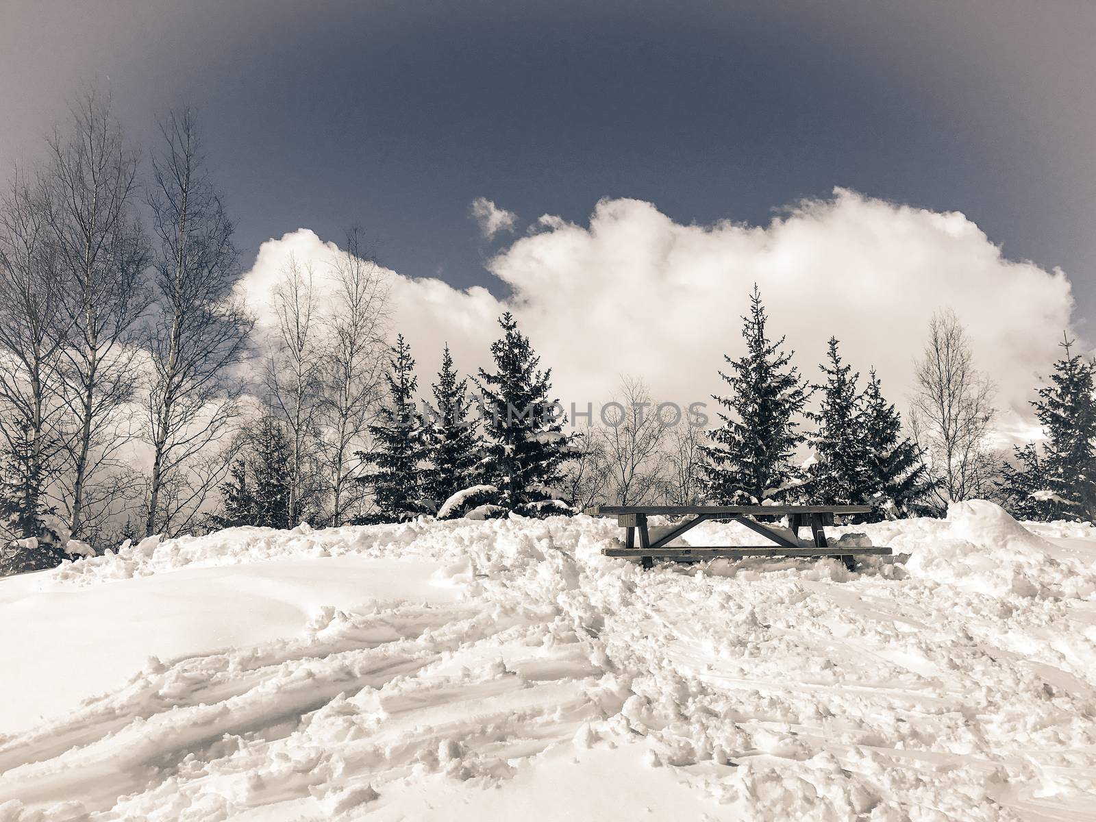 The Alpe d Huez ski domain in the French Alps