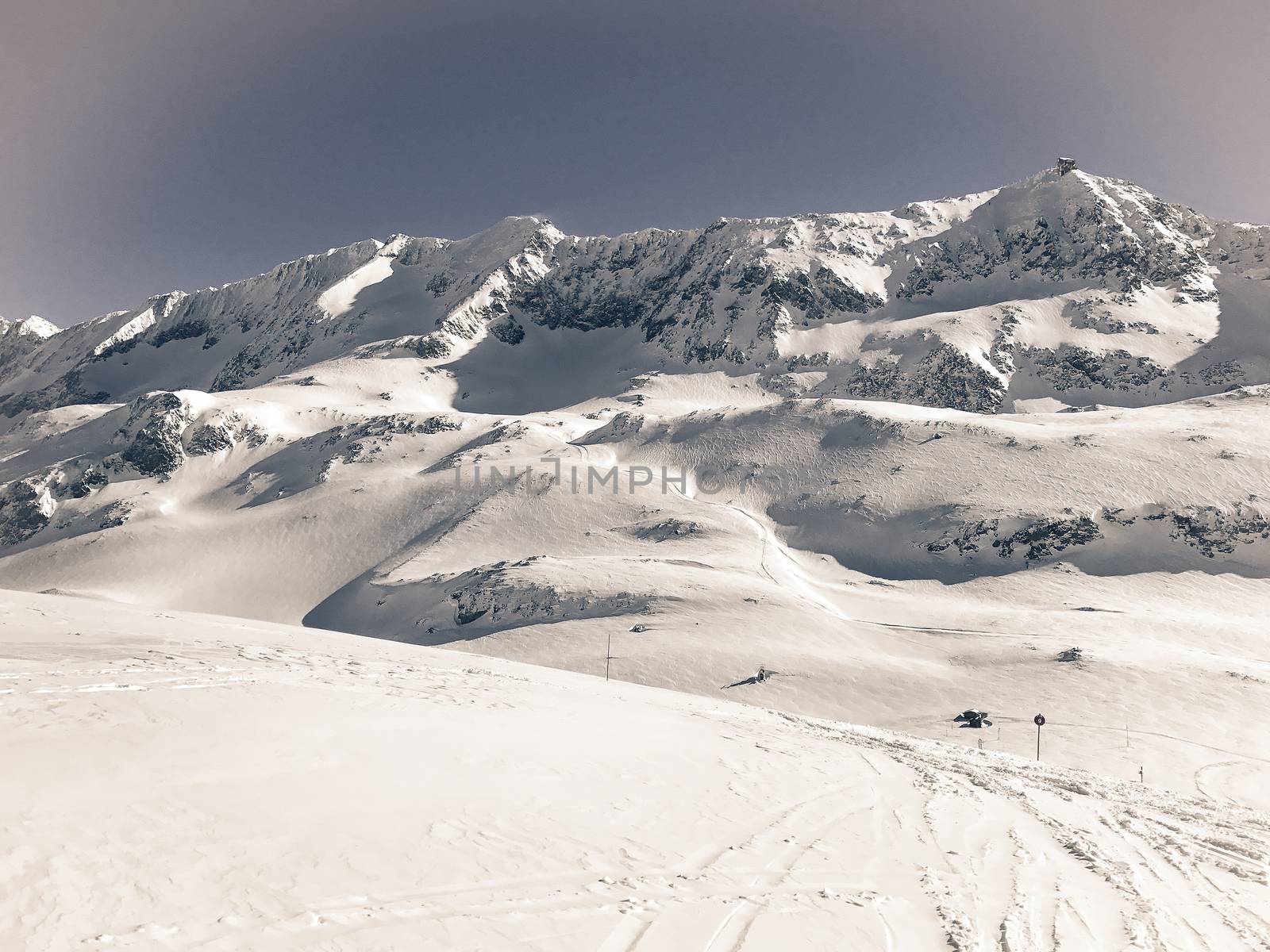 The Alpe d Huez ski domain in the French Alps