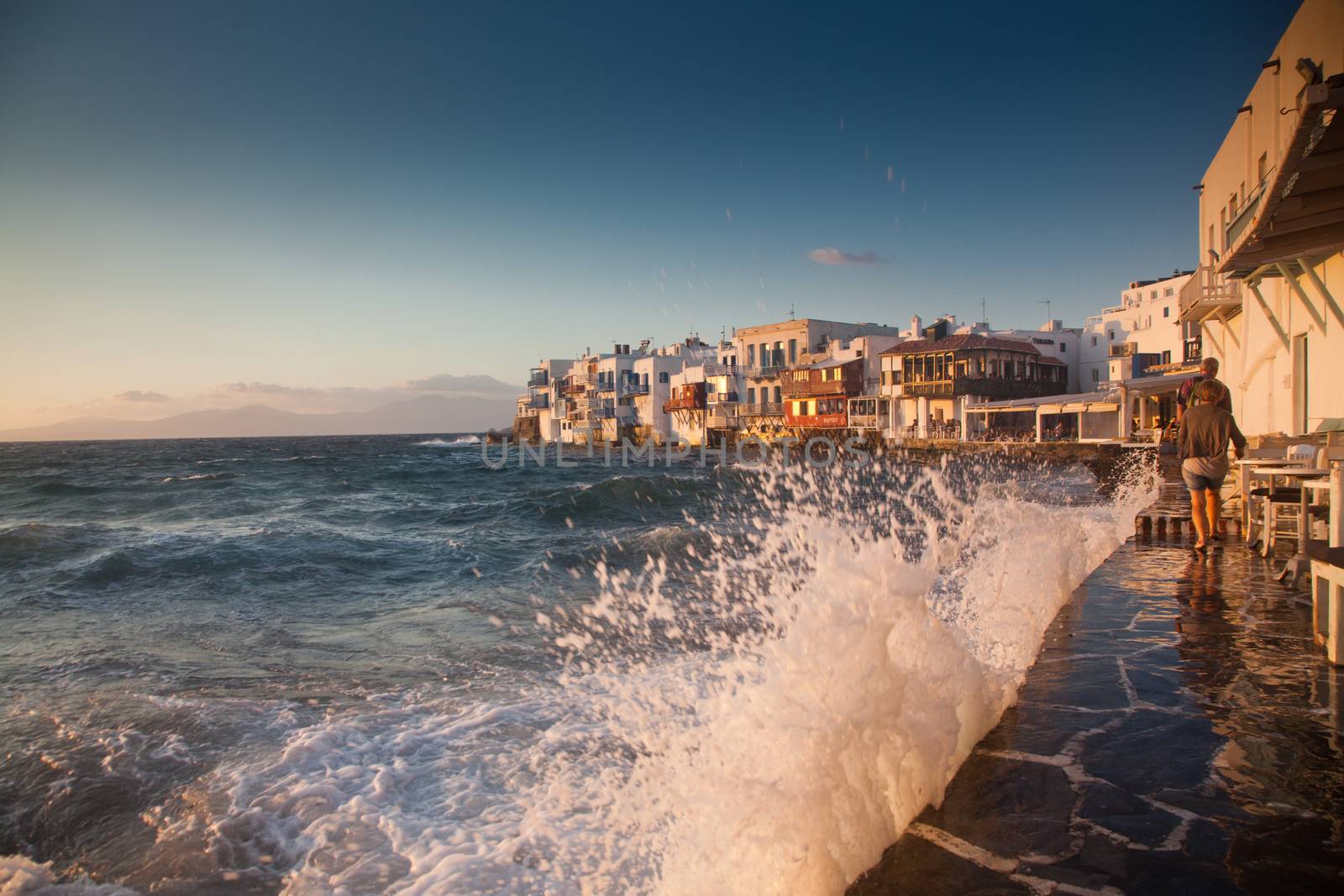 little venice at sunset, mykonos, Greece - luxury travel destiation - greek islands