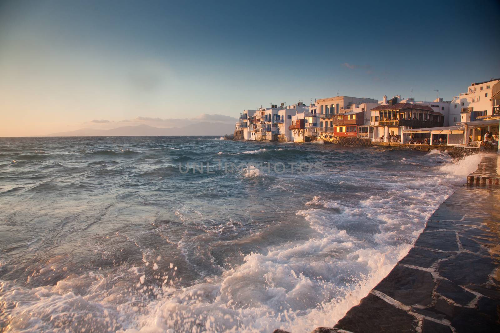 little venice at sunset, mykonos, Greece - luxury travel destiation - greek islands