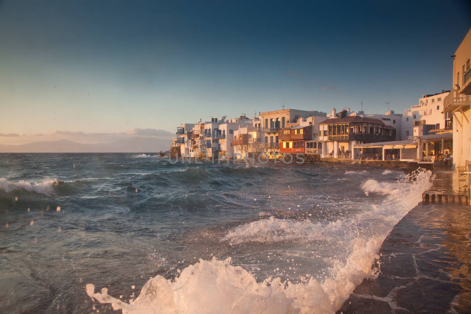 little venice at sunset, mykonos, Greece - luxury travel destiation - greek islands