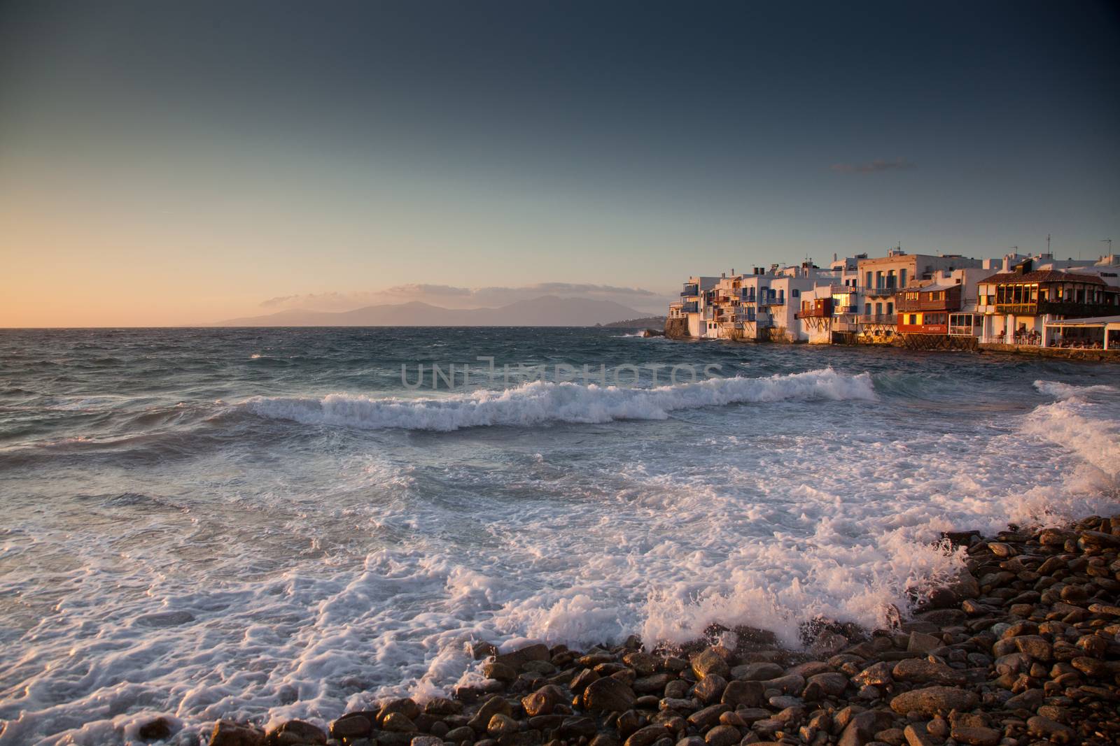 little venice at sunset, mykonos, Greece - luxury travel destiation - greek islands