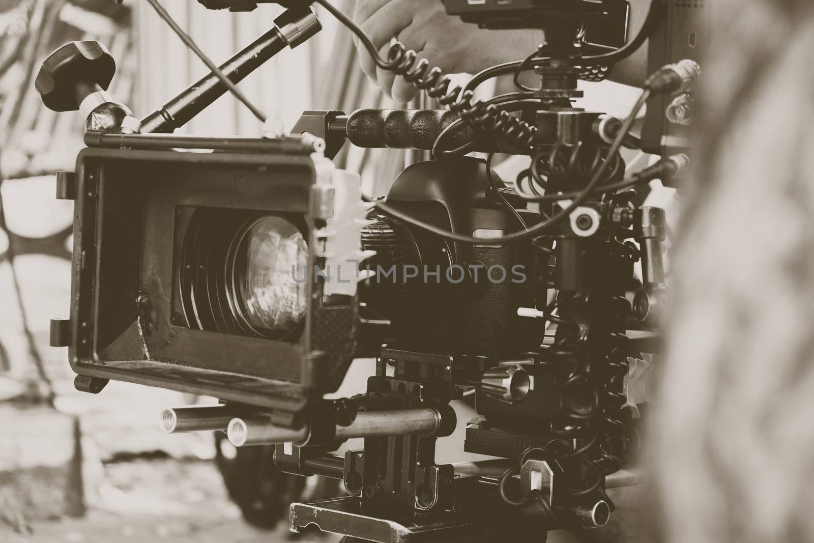 Film production crew,Behind the scenes background