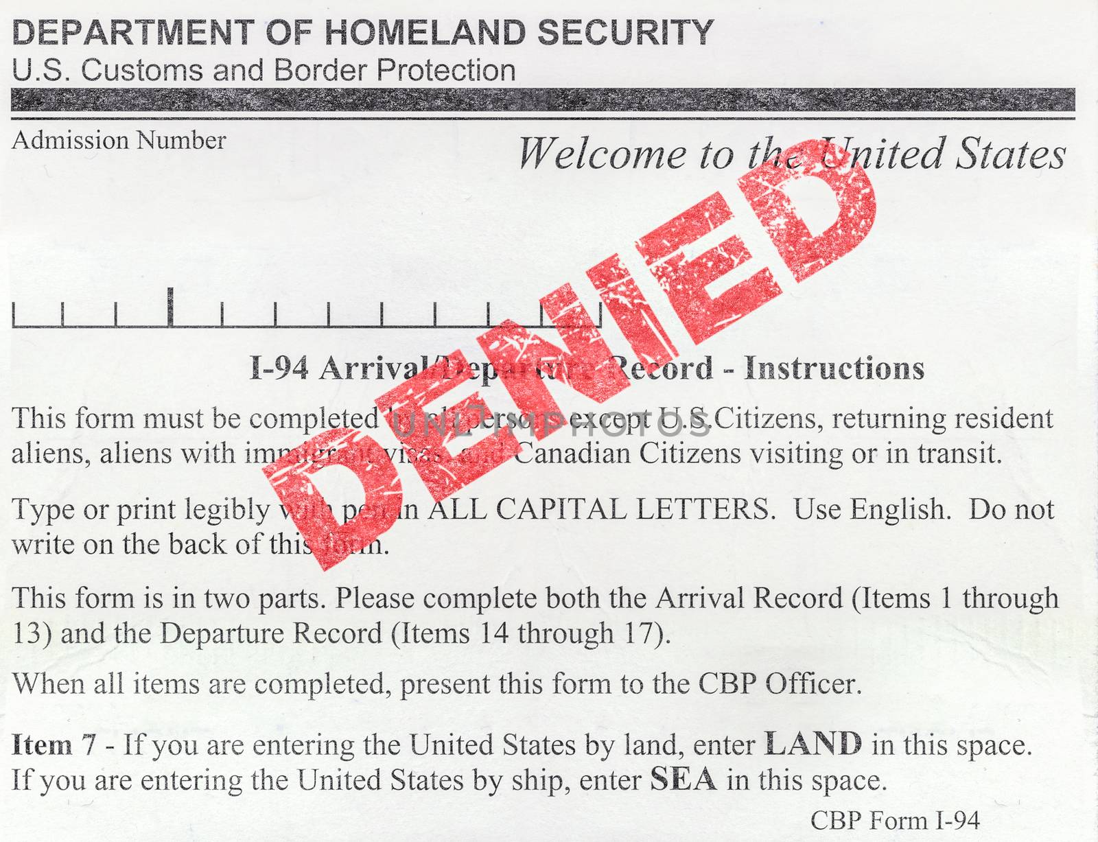 Denied US Immigration Form by mrdoomits