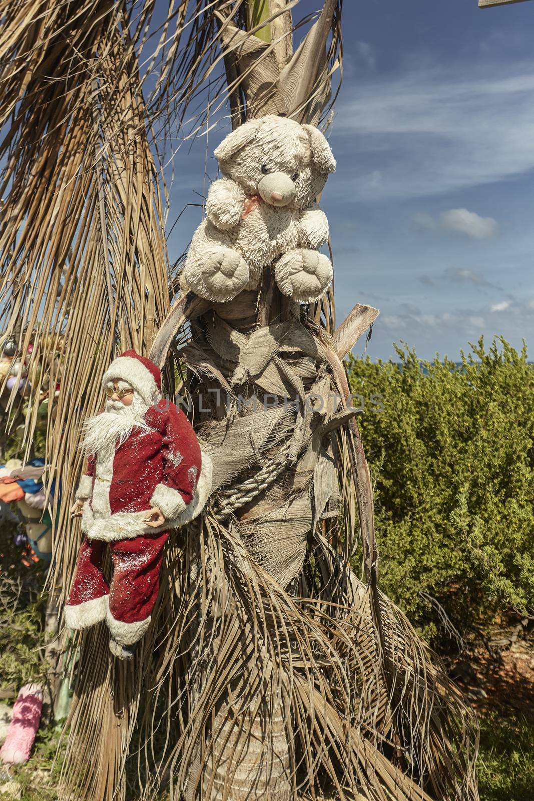 Poor Christmas decorations created by the indigenous peoples at Isla Mujeres in Mexico