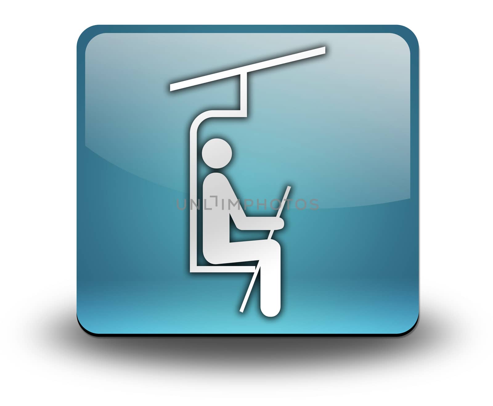 Icon, Button, Pictogram with Ski Lift symbol