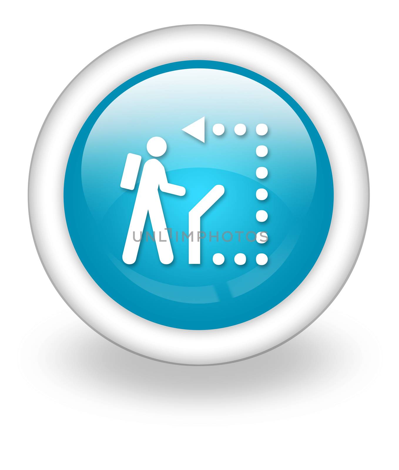 Icon, Button, Pictogram with Self-Guiding Trail symbol
