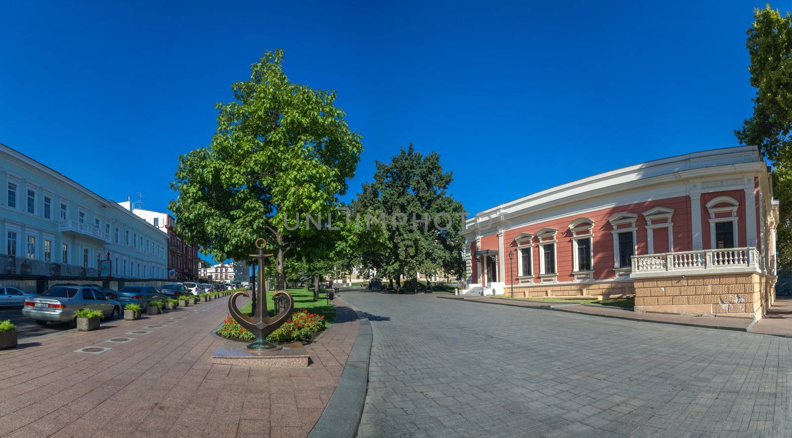 Odessa, Ukraine - 09.03.2018. English club and Museum of Navy in a sunny summer day. Tourist attraction of the Odessa city in Ukraine