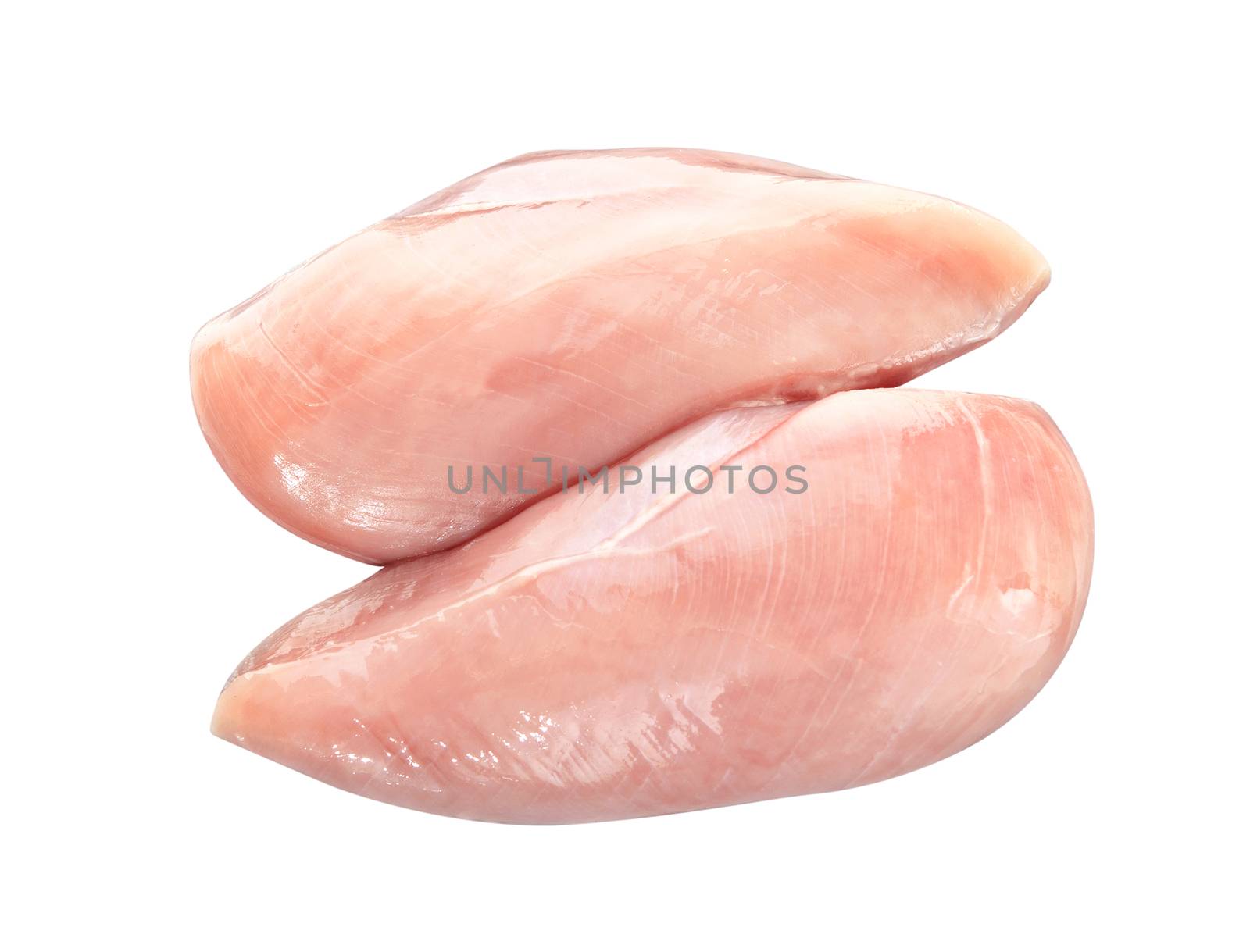 Raw chicken fillet on white background. Chicken breast isolated with clipping path by xamtiw