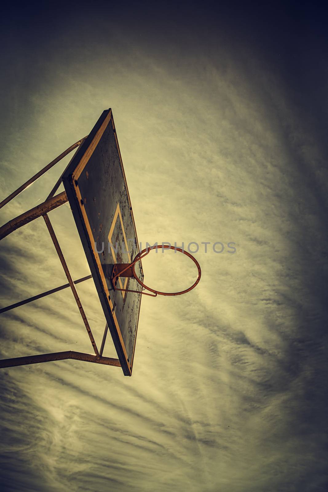 Basket basketball, detail of an outdoor basketball court