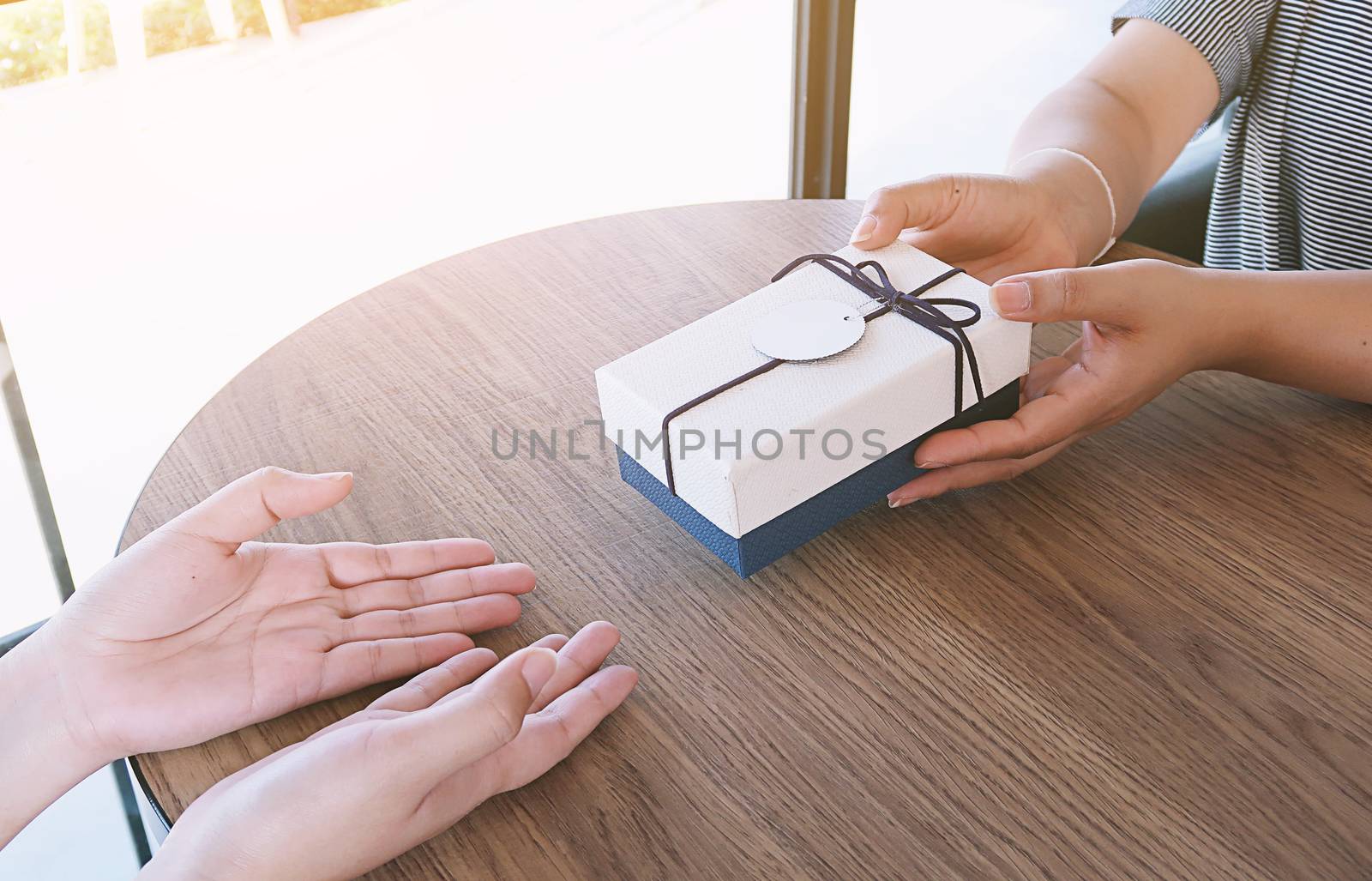 Valentine present. Gift box and red ribbon for romantic couple. by peandben