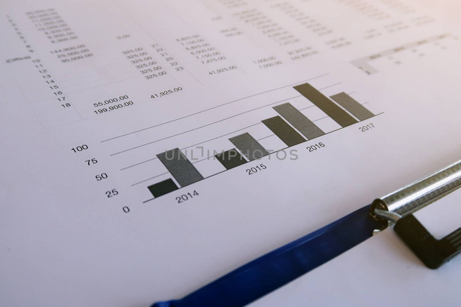 Businesswoman analyzing investment charts and pressing calculato by peandben