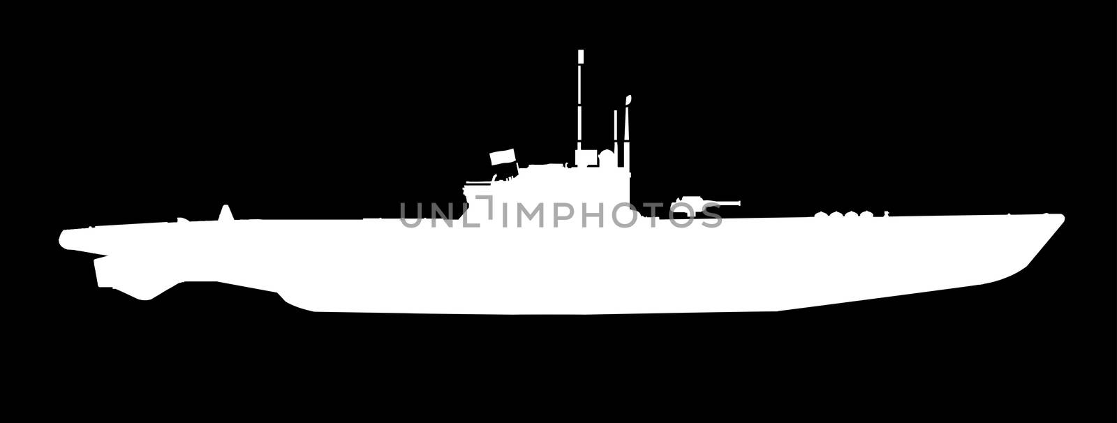 U Boat In White Silhouette by Bigalbaloo