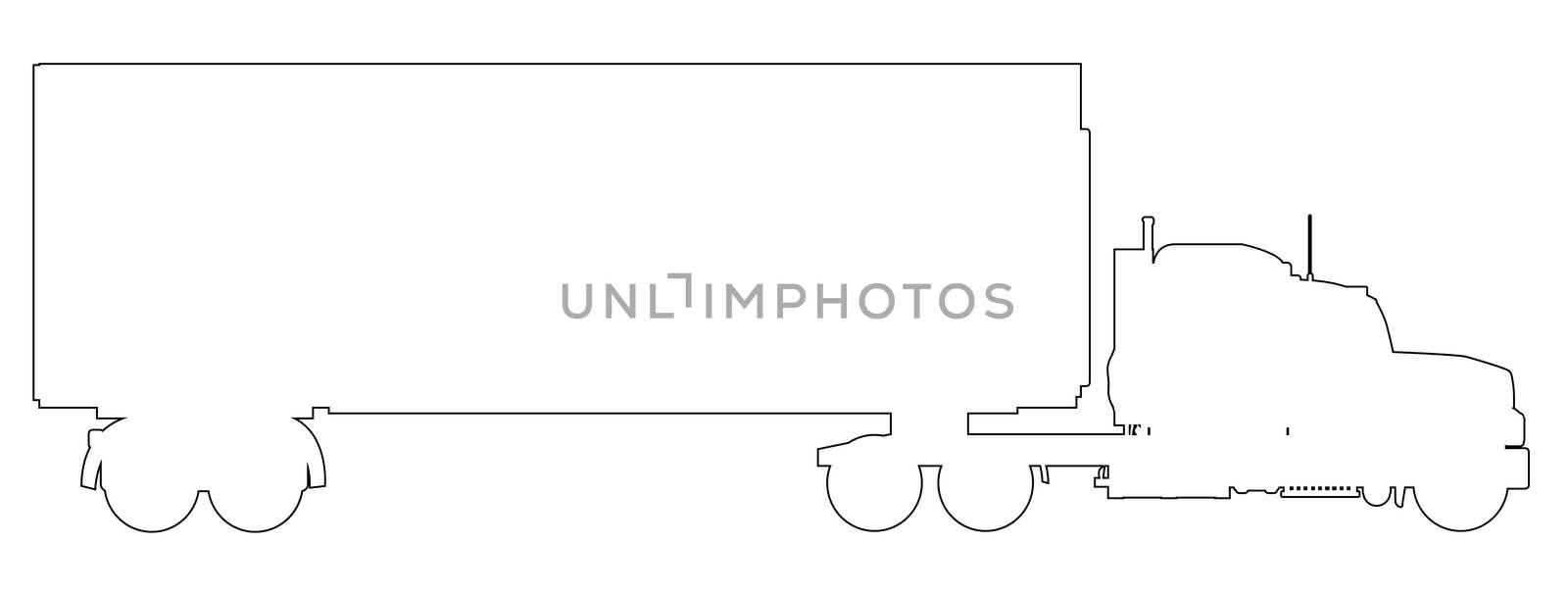 A large lorry in black outline on a white background