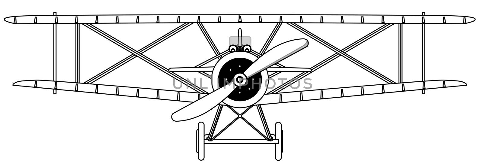 Biplane Isolated Outline by Bigalbaloo