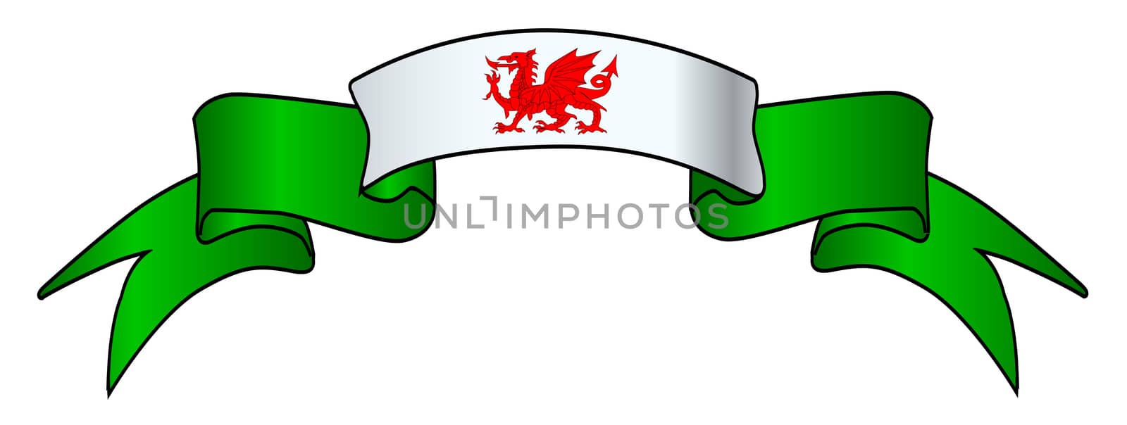 Welsh Flag Icon Satin Ribbon by Bigalbaloo