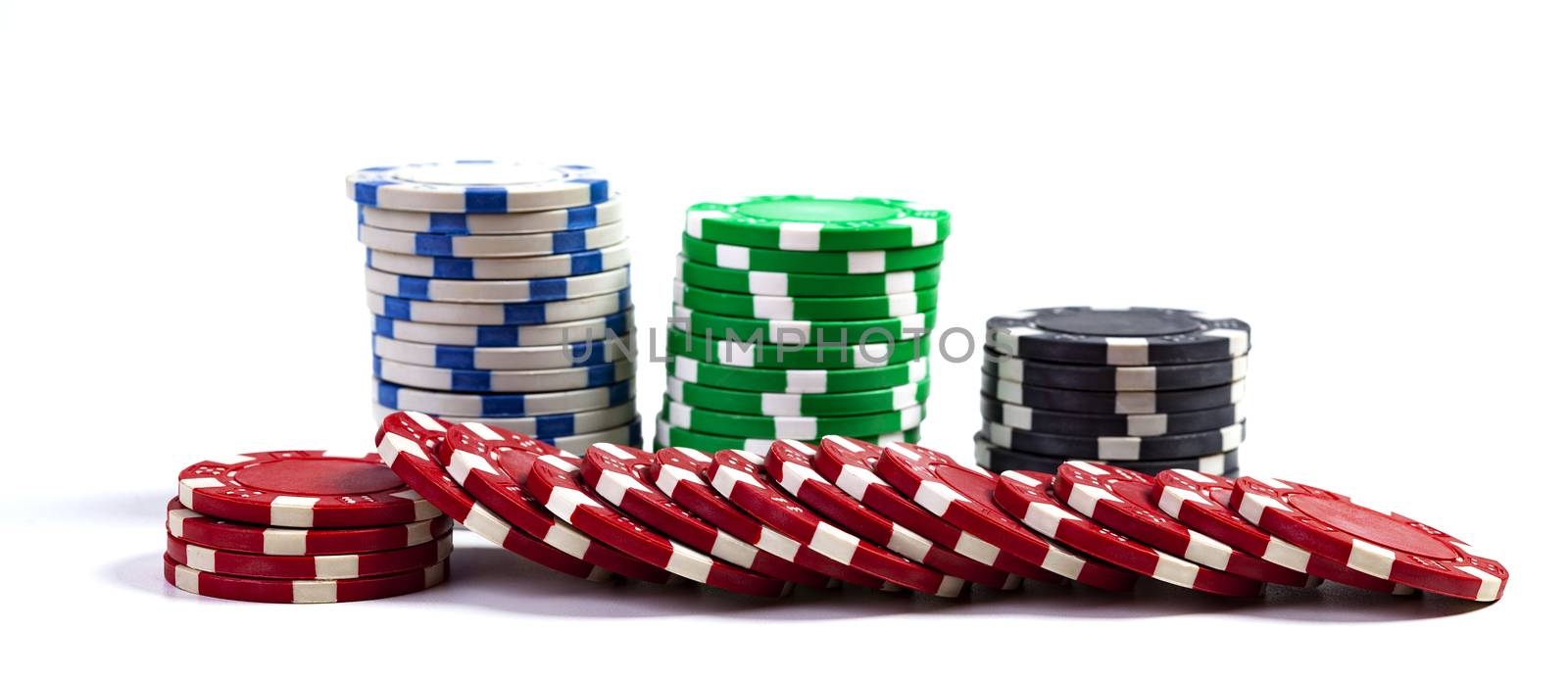 Casino Chips Pile Isolated On White Background