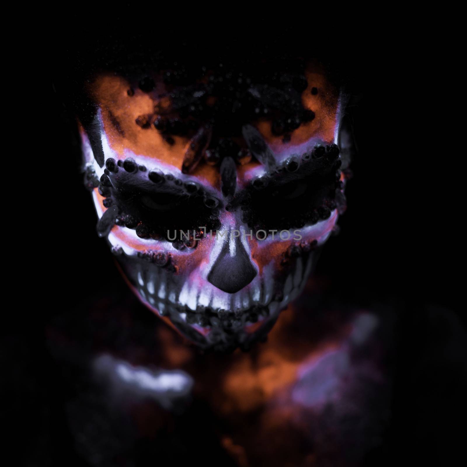 Girl's face painted UV skull by Multipedia