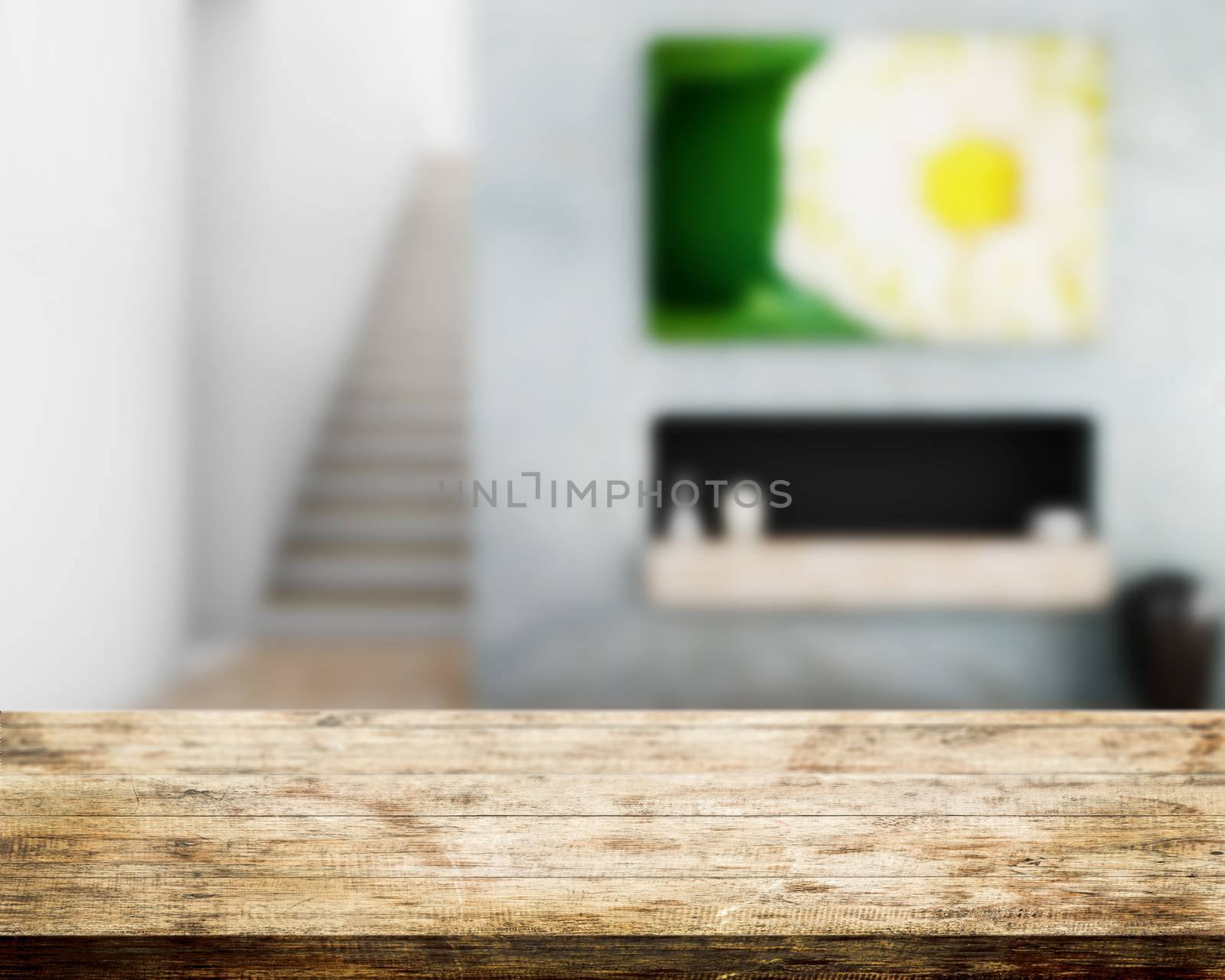 Top table wood and hall interior background