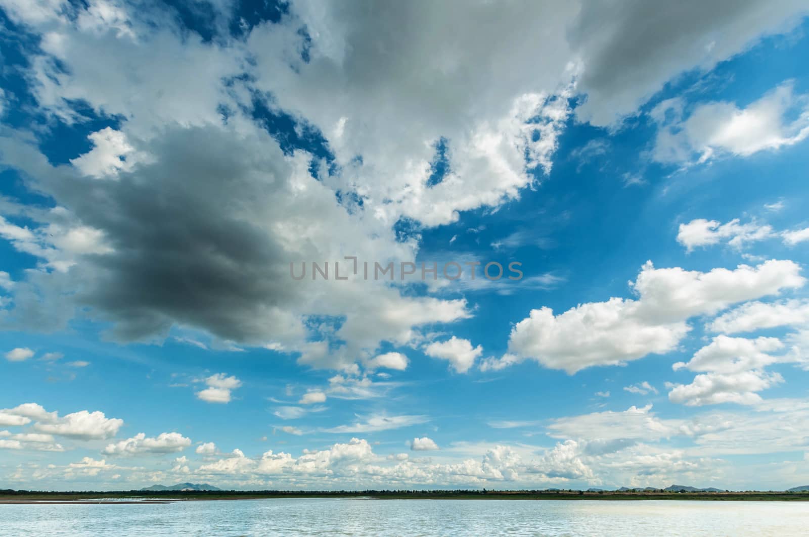blue sky with clouds sky with swamp landscape
