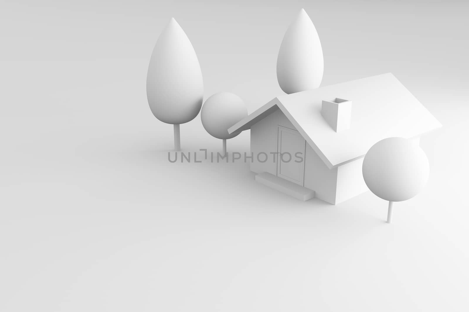 white home of 3d rendering