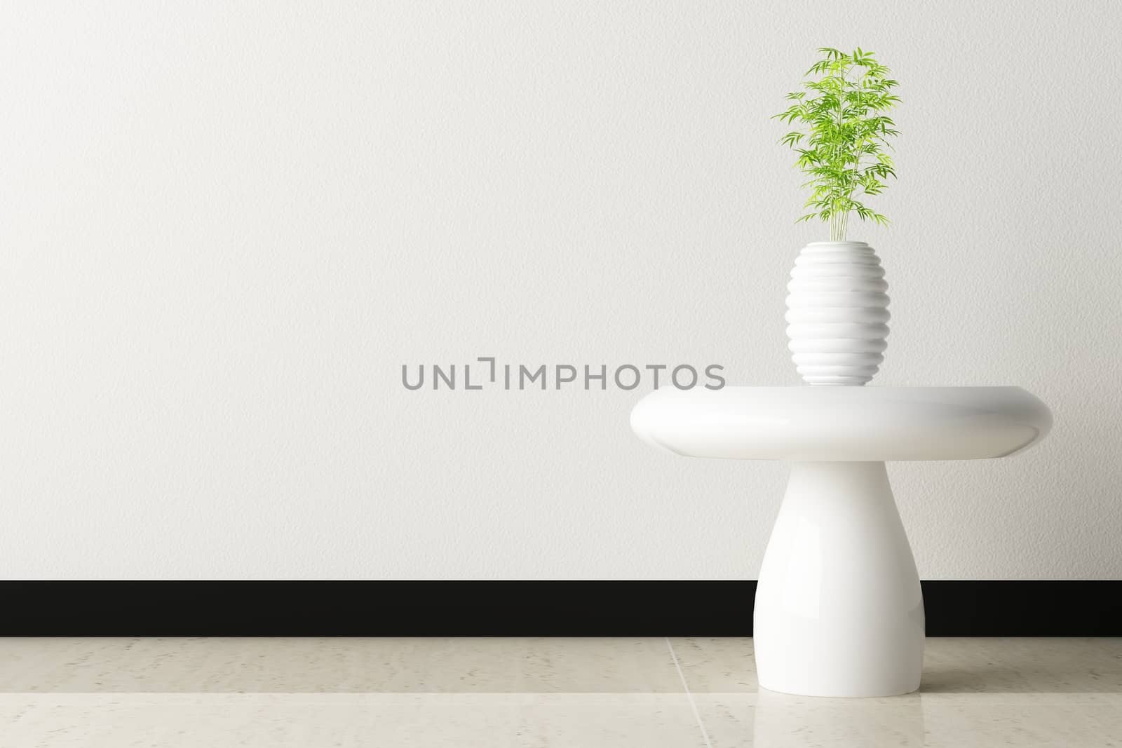 white table and white vase
