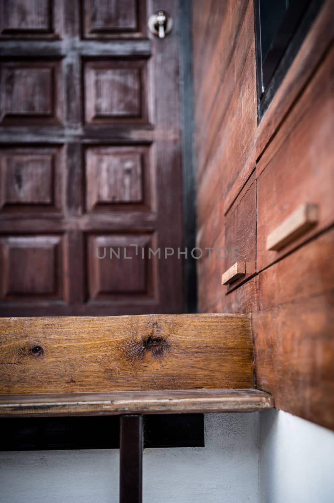 closeup of wood stair design