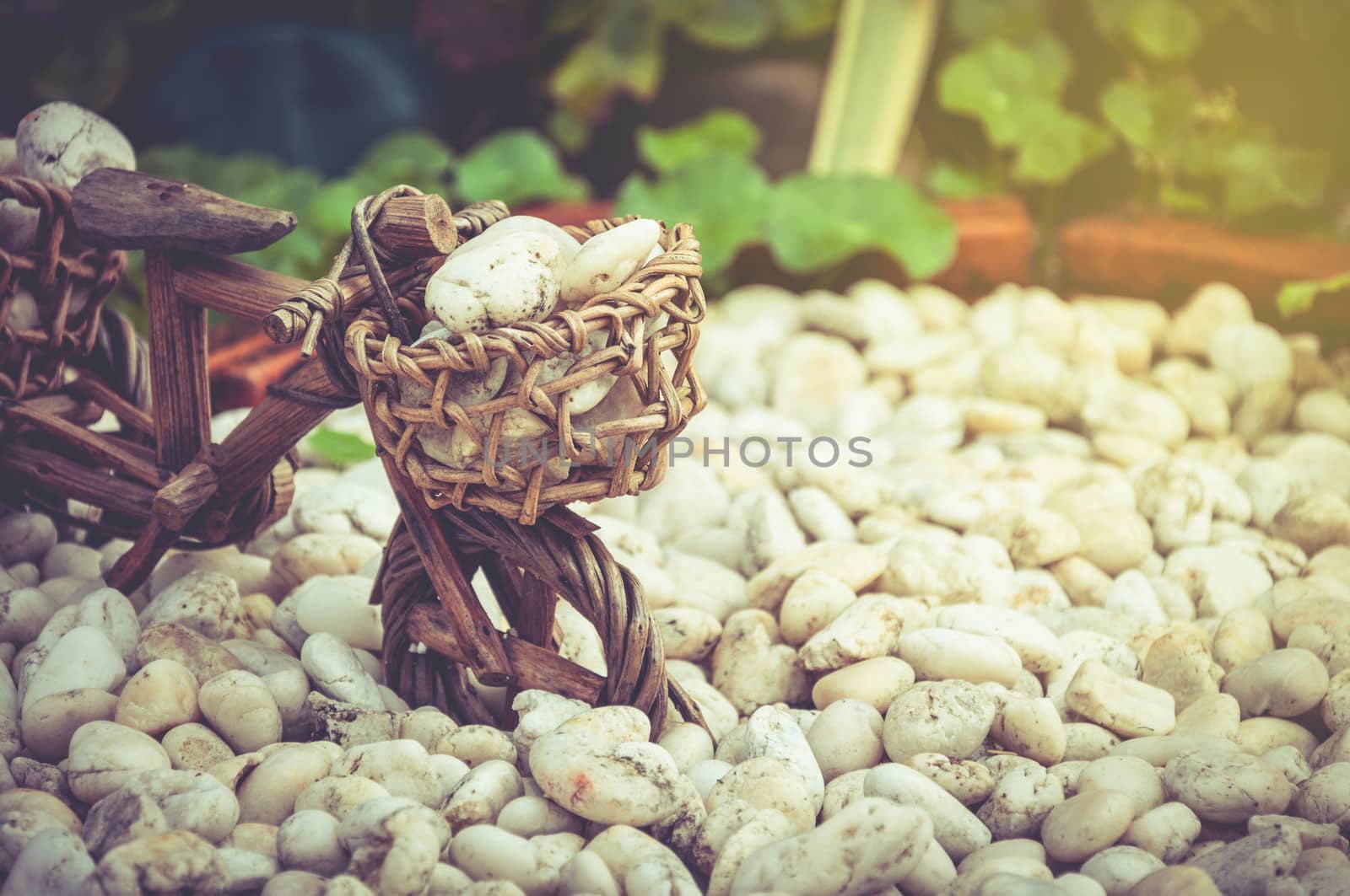 Small of  Wood Bicycle With White Stone