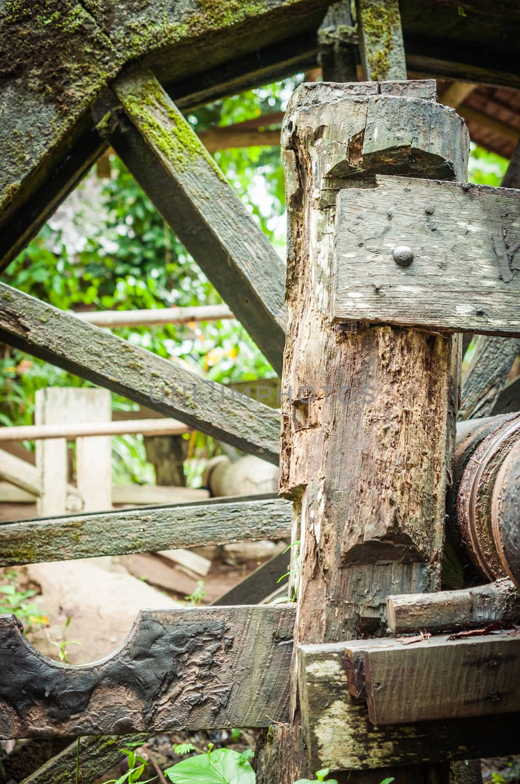 Closeup of Old Wood Turbine