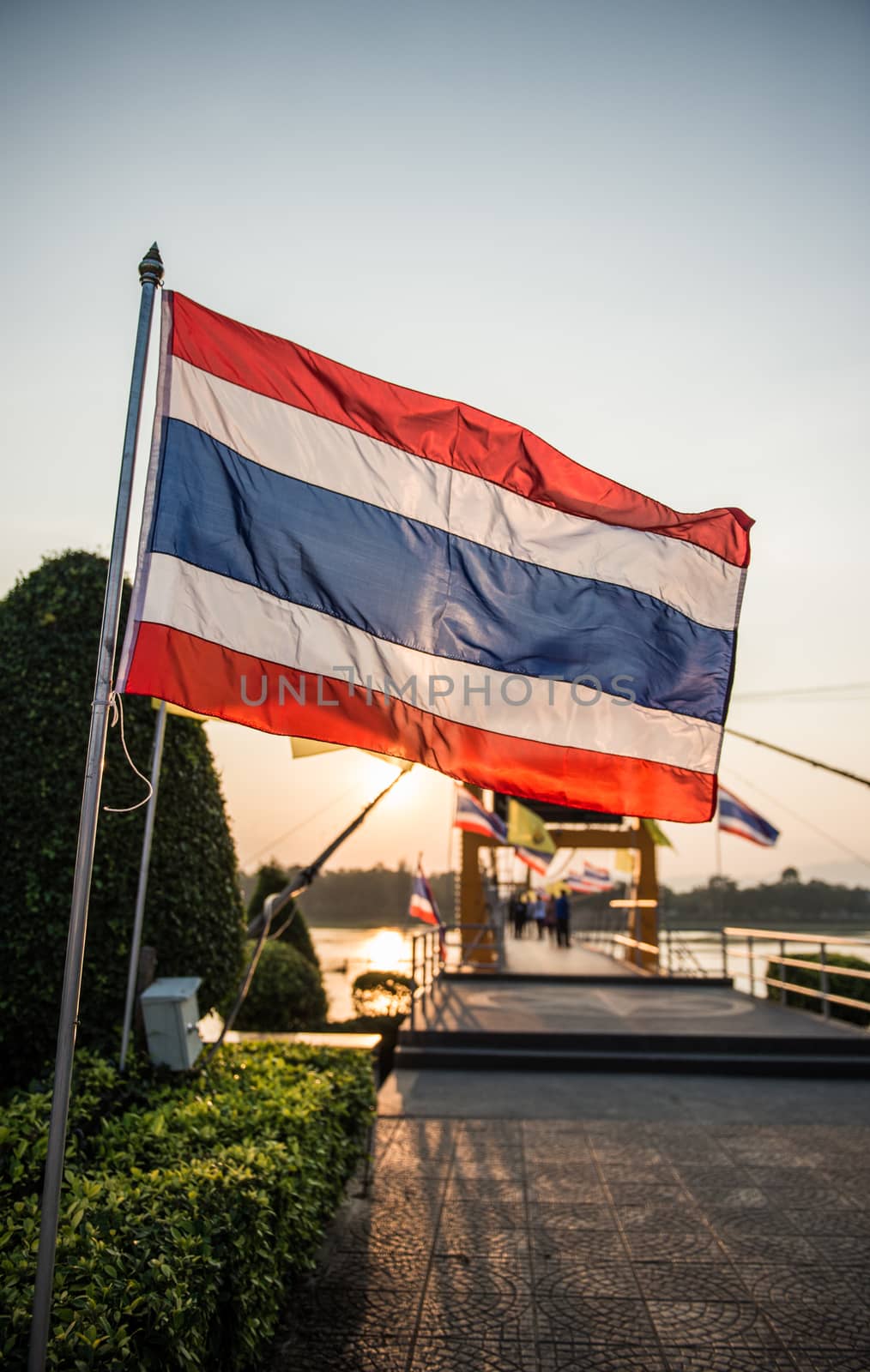 Thailand flag and travel location of natural park