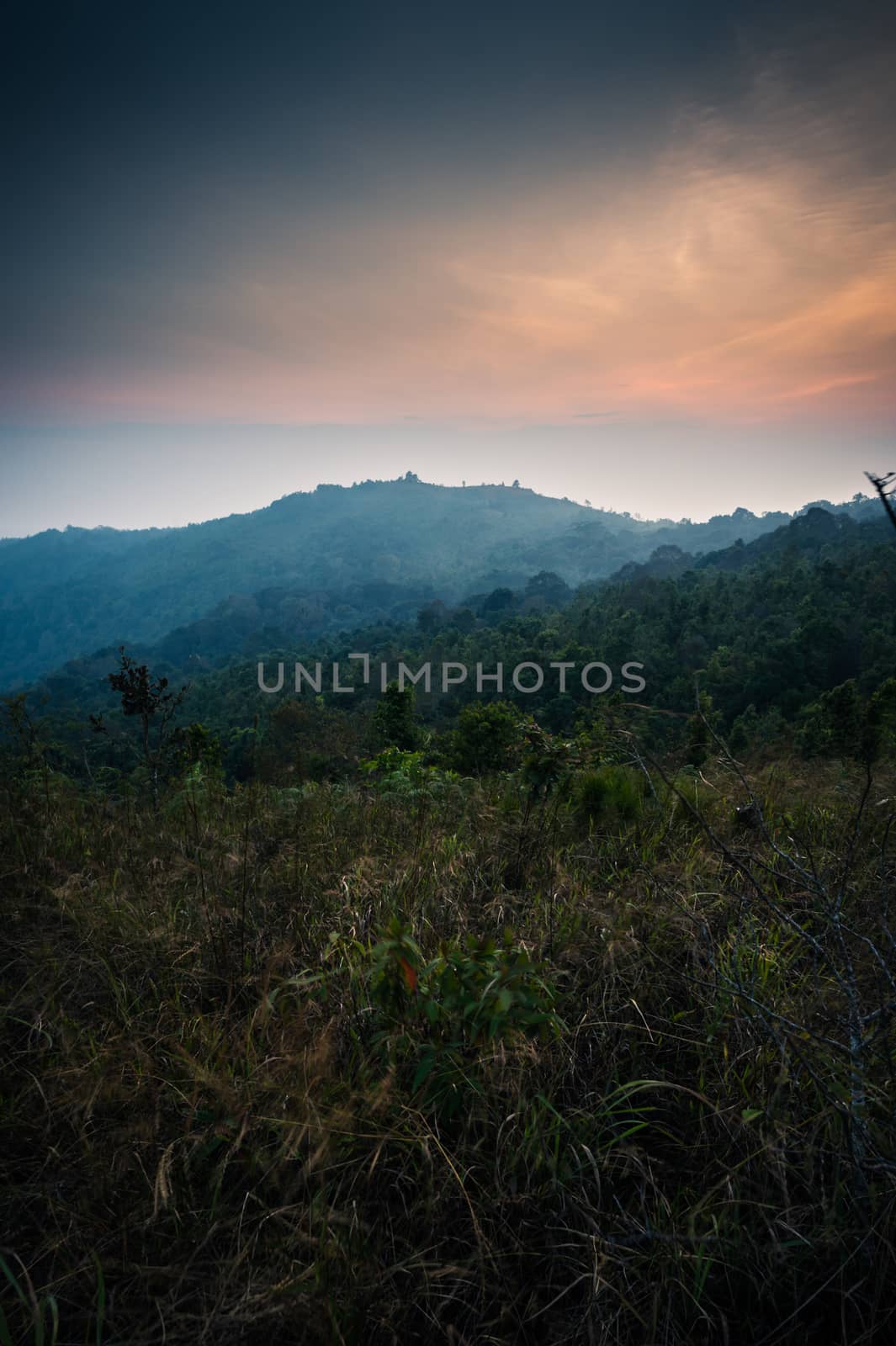 mountain and sky sunset landscape