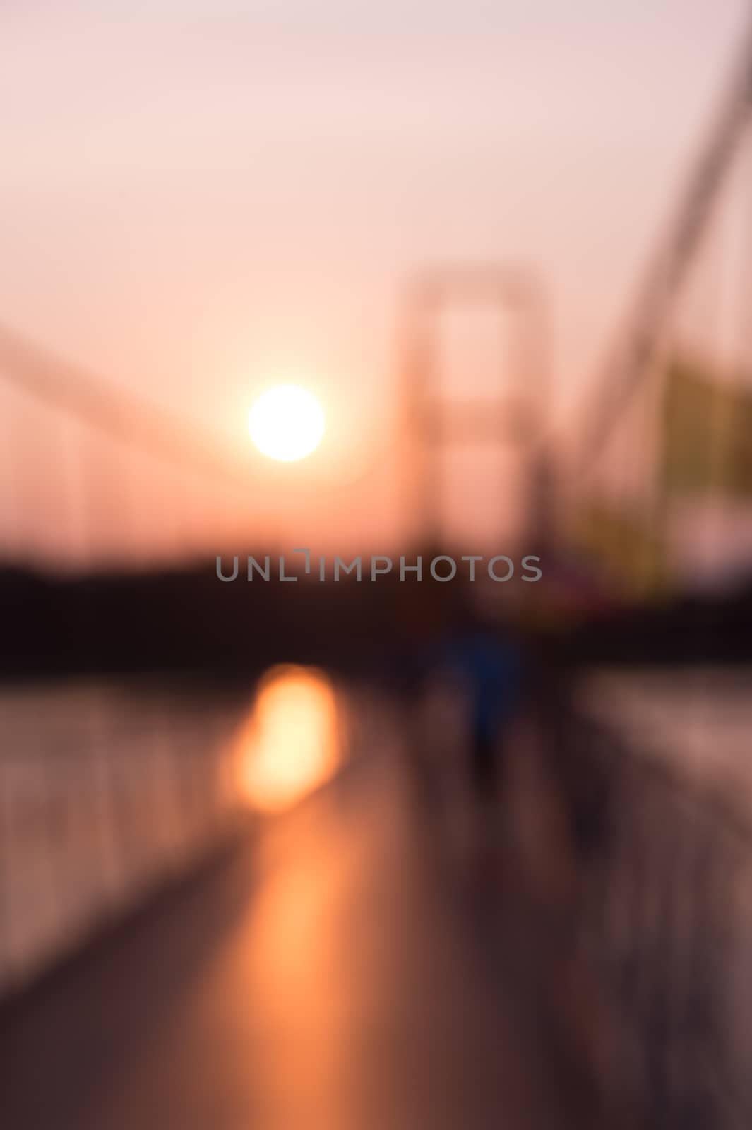 sunset and bridge blurred background