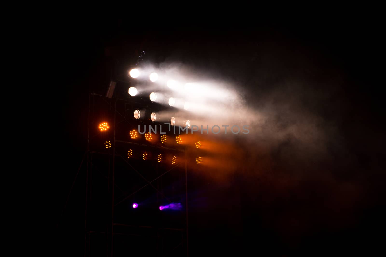 tower of lighting effects in concert hall