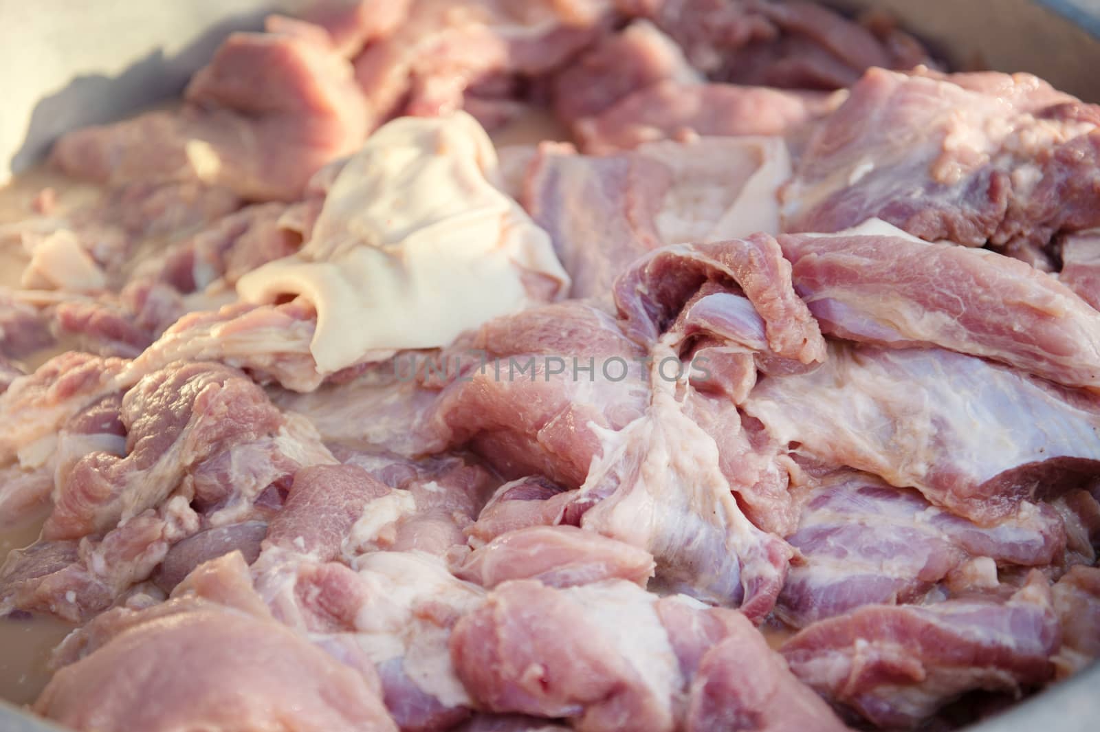 closeup food of marinated pork