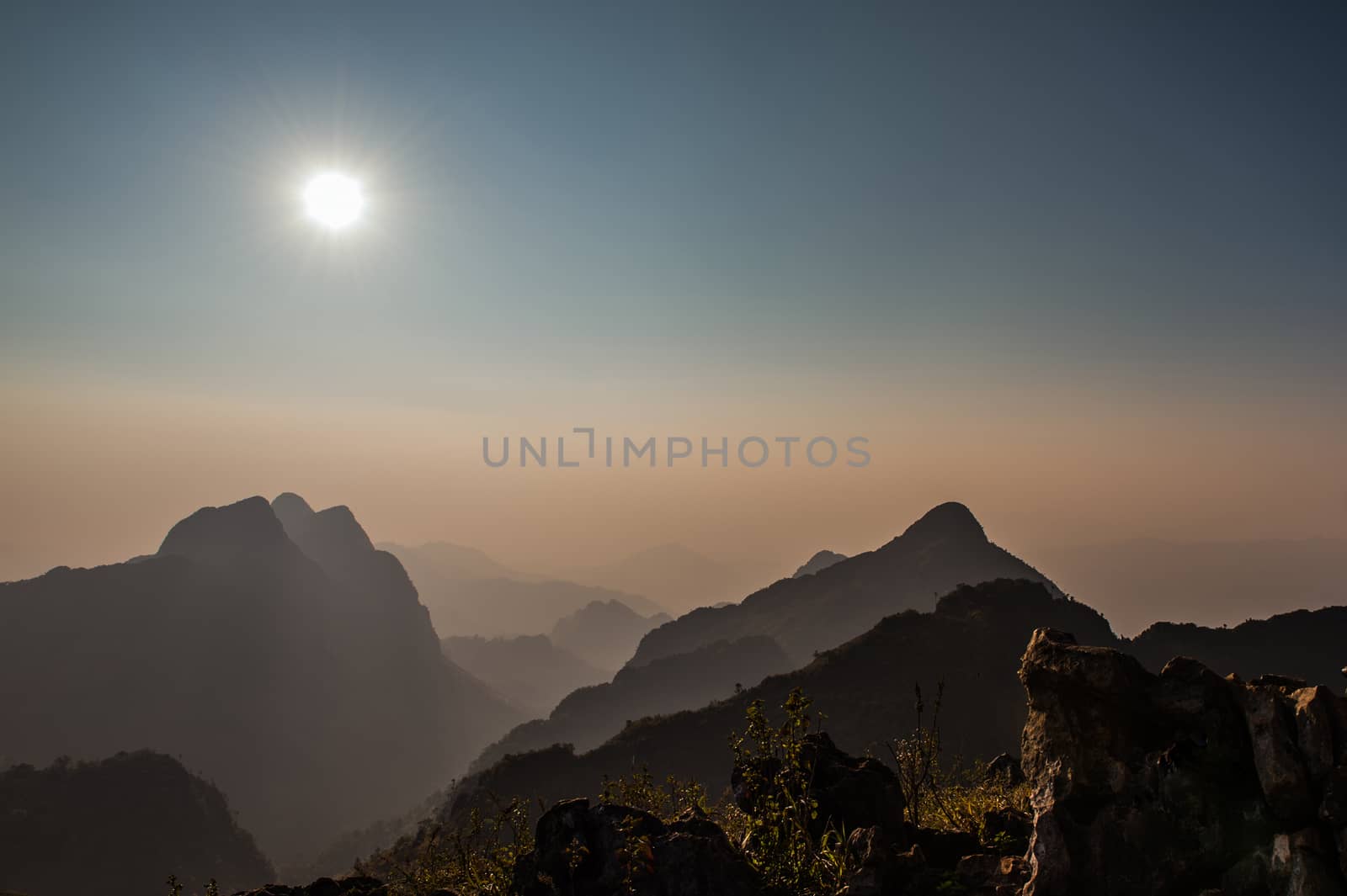 sunset of Doi Luang Chiang Dao Mountain Landscape, Chiang Mai, Thailand.