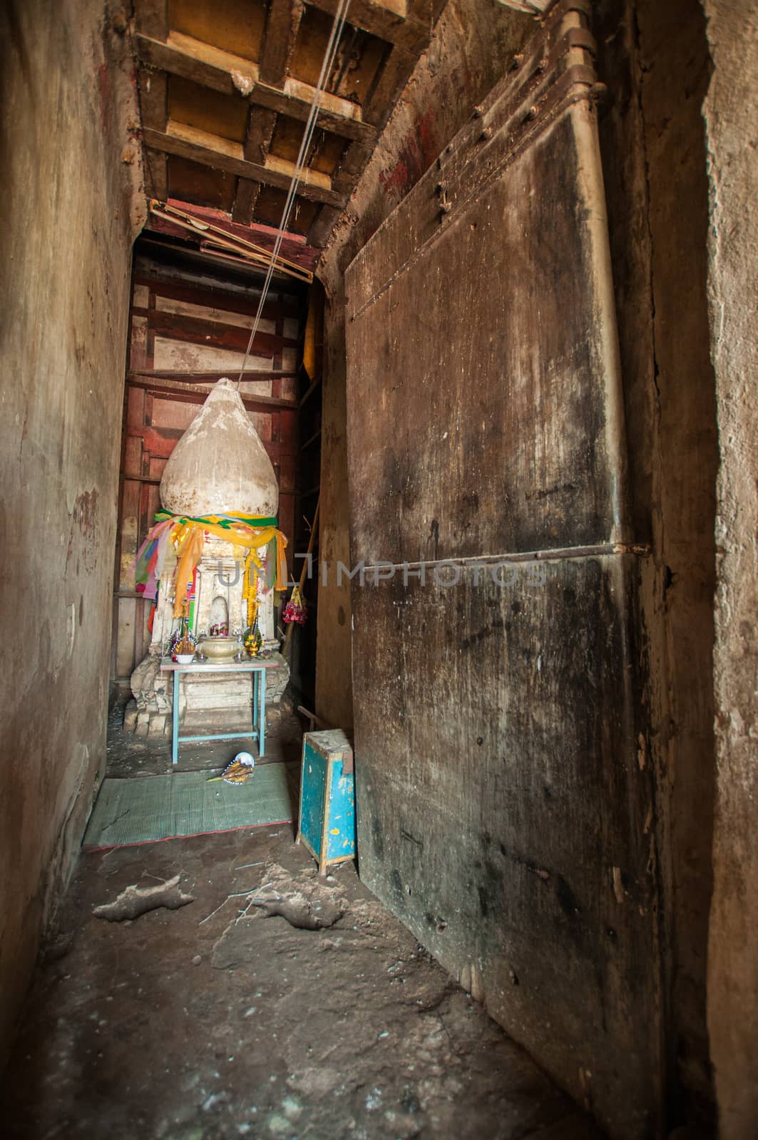 Closeup of pagoda in religious building, Sri Satchanalai Historical Park, Sukhothai,Thailand