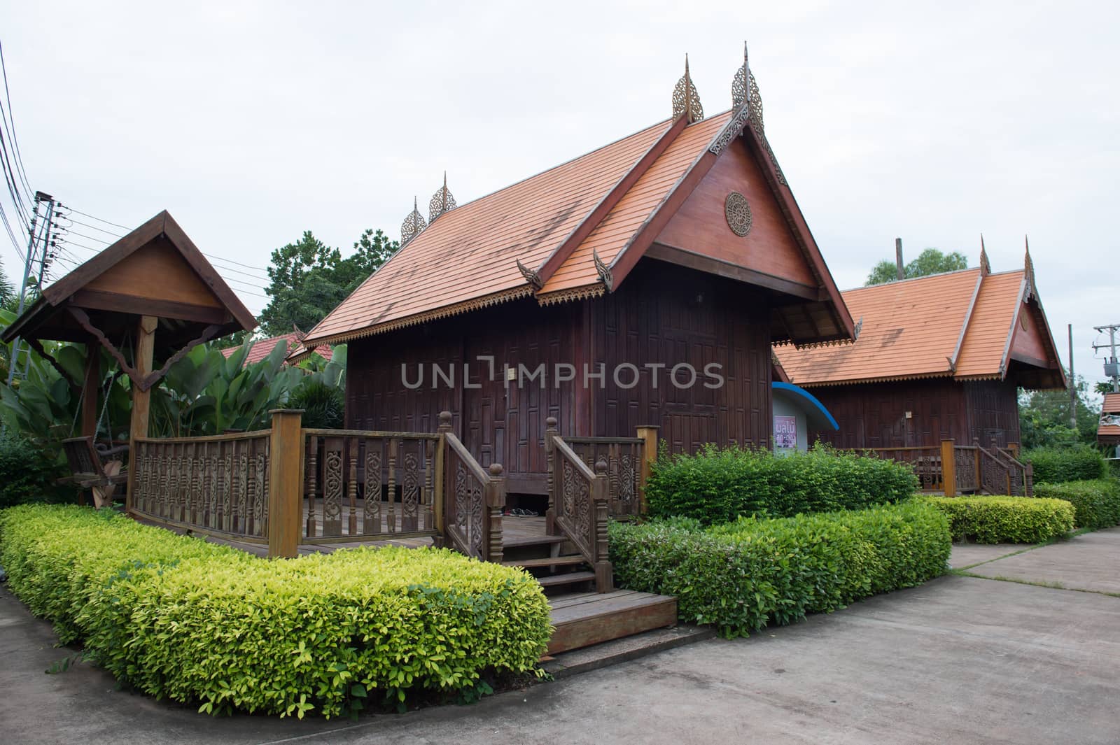 Style of thai lanna home stay with garden decorated