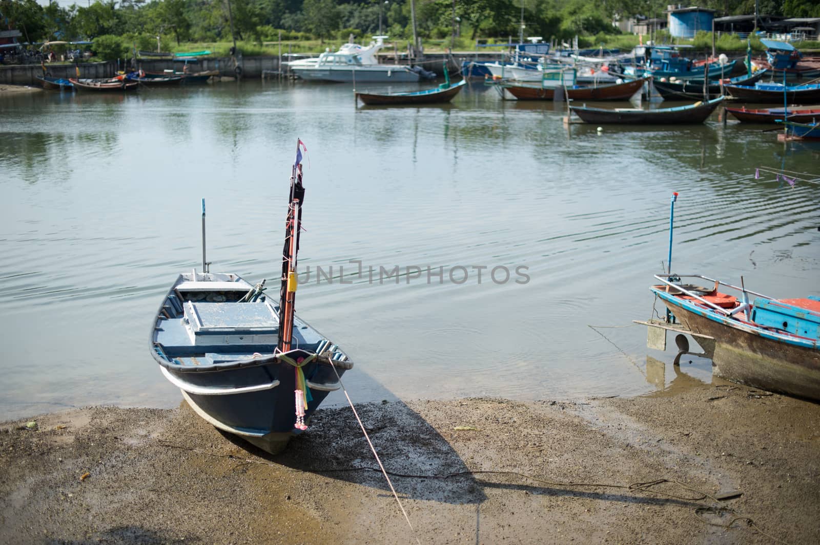 Fishing Harbor marina landscape, rayong province, Thailand.