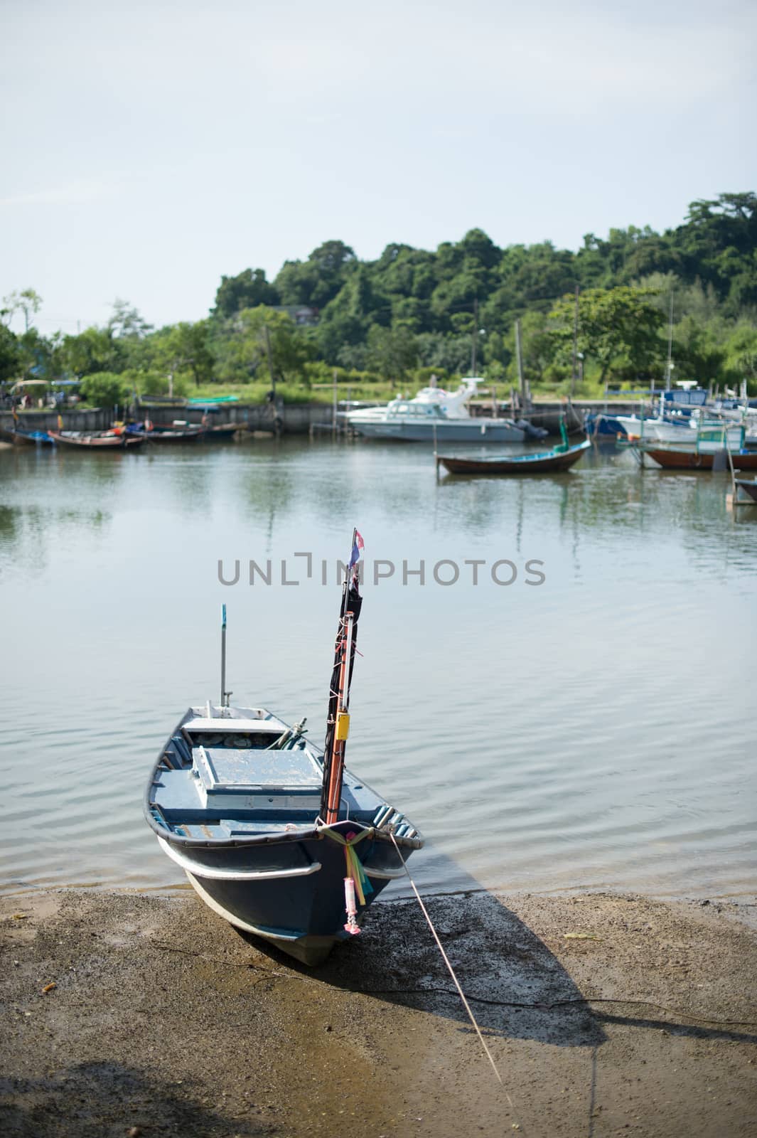 Fishing Harbor marina landscape, rayong province, Thailand.