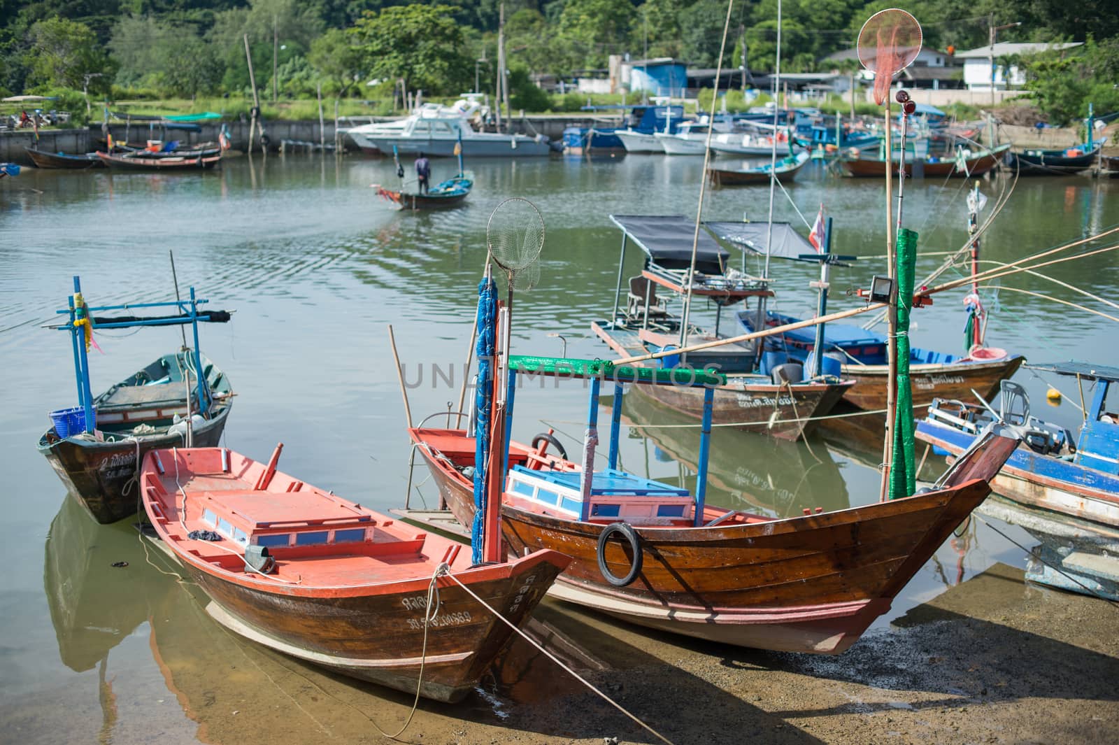 Fishing Harbor marina landscape, rayong province, Thailand.