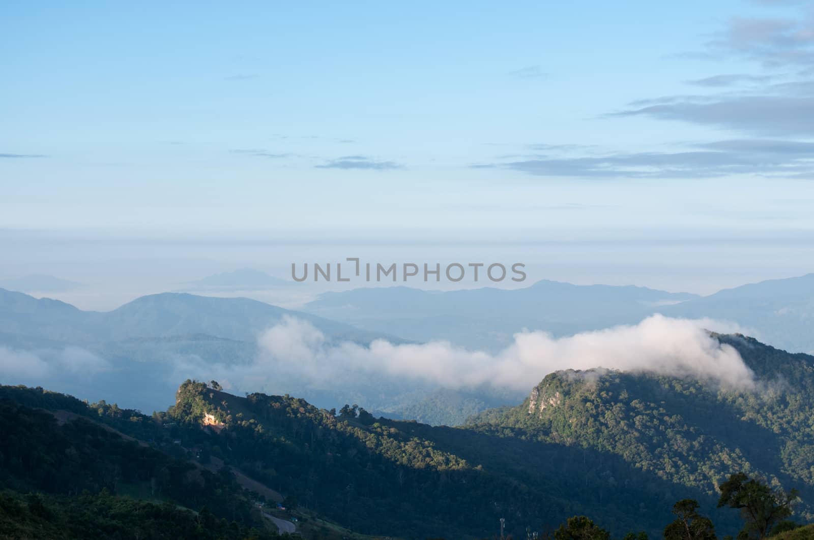 Mountain and cloudy sky landscape