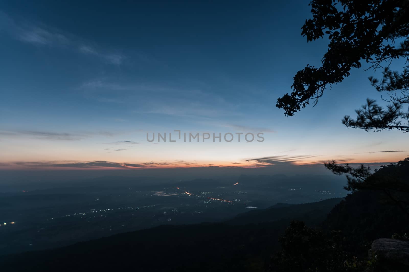 Sunrise landscape on mountain view